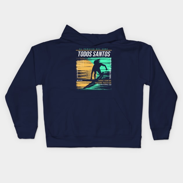 Retro Surfing Todos Santos, Mexico // Vintage Surfer Beach // Surfer's Paradise Kids Hoodie by Now Boarding